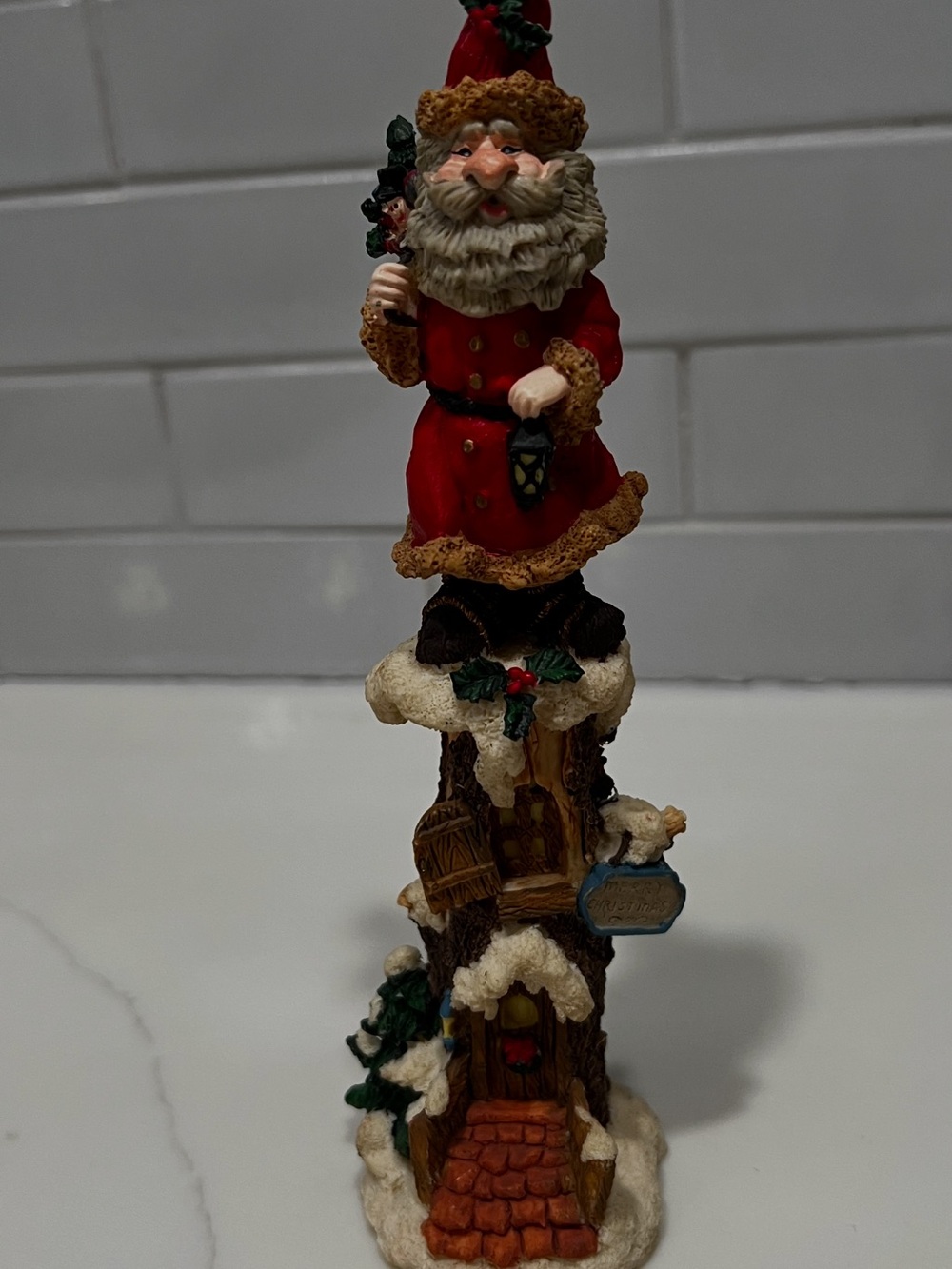 Stacked Santa Claus Figurine - Kurt Adler gnome Santa Claus Christmas tree house